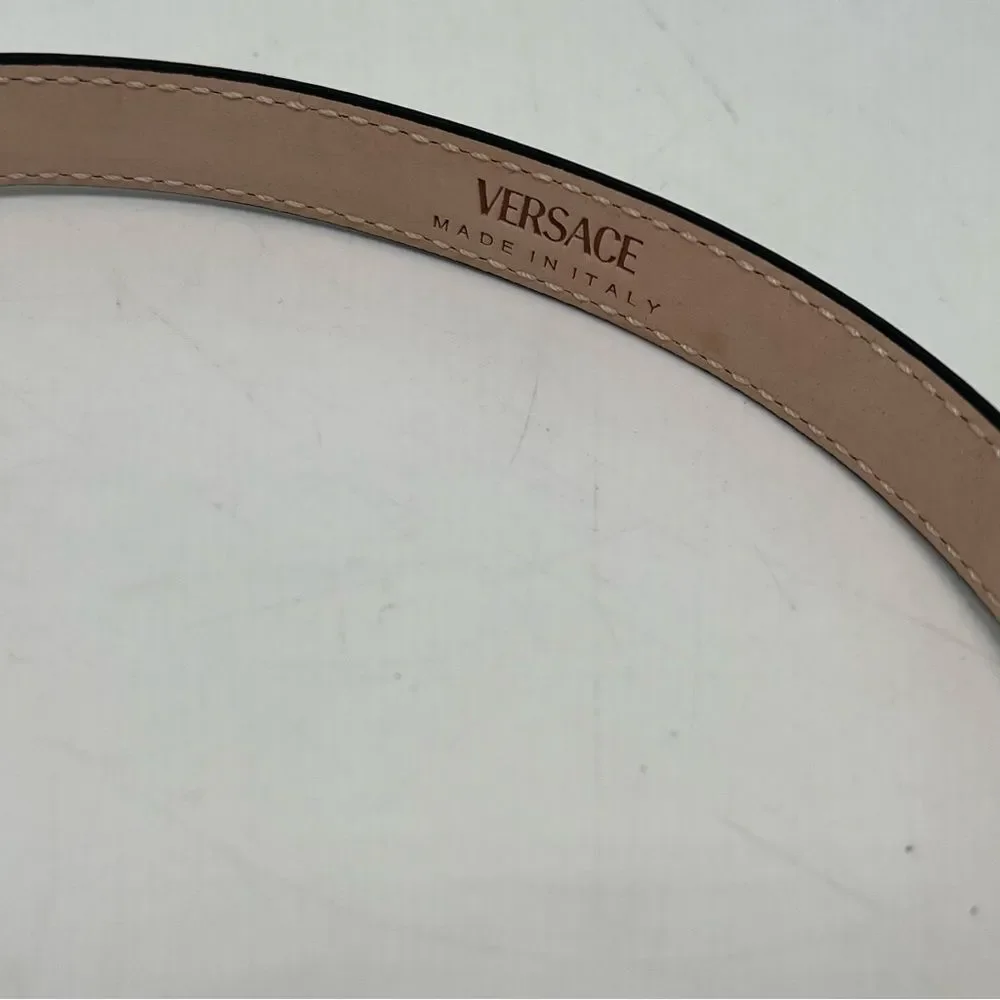 Versace Women’s Versace Medusa Plaque Buckle Belt Size 70/28 Black Thin